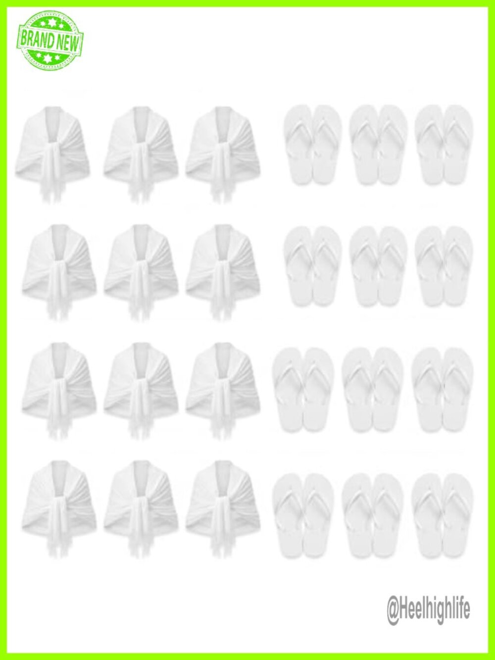 Bulk Wedding Guest Flip Flops and Scarves Set - 12 Pairs EVA Sandals